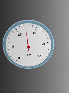 Rendered gauge, true value 12.3284 bar